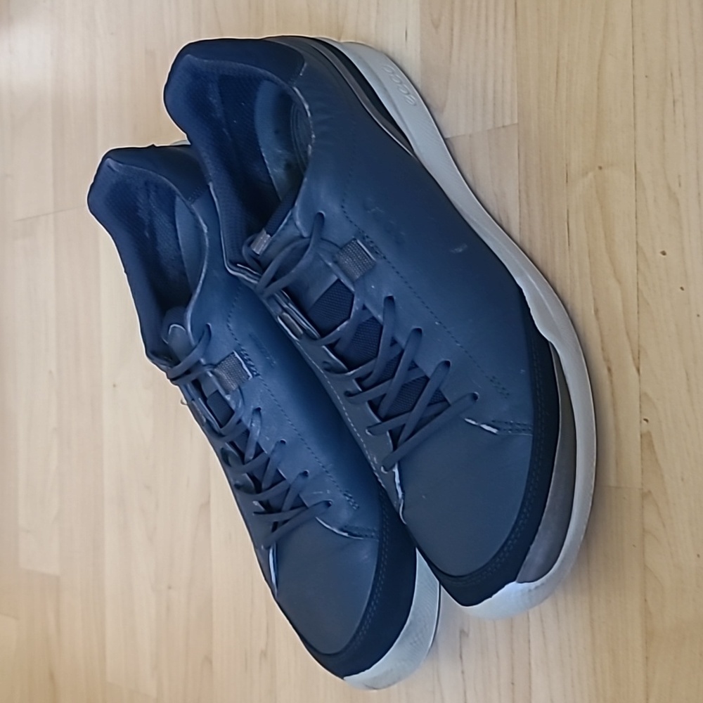 Ecco Golf Boom Hybrid SpikeLess Shoes Yak Leather Blue Men Size 12-12.5